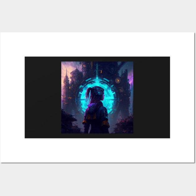 Female Cyberpunk Adventurer Wall Art by AICreateWorlds